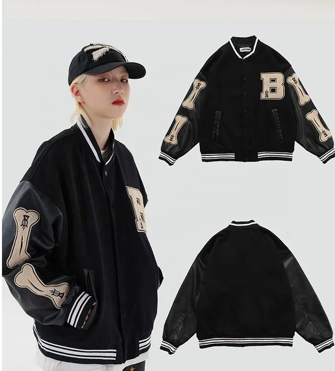 Unisex custom varsity jacket leather sleeve embroidery varsity jacket baseball team vintage letterman varsity jacket for men
