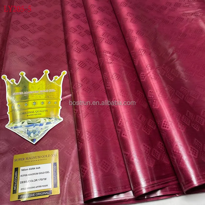 LY205  Original Bazin Riche Fabric Austria Quality Jacquard Guinea Brocade Fabric Cotton Damask Shadda Perfume 5 Meters