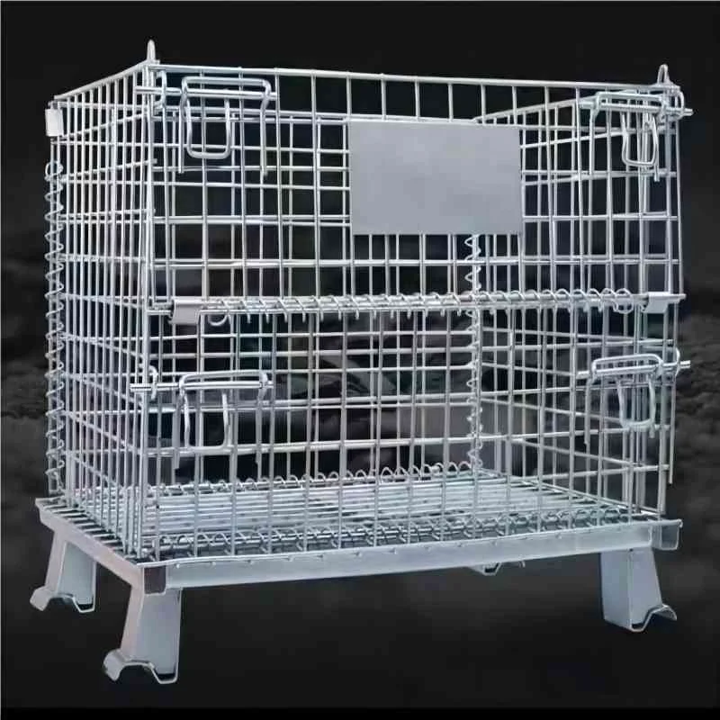 Folding Roll Metal Galvanized Storage Cage For Cold Storage Steel Wire Basket Tool Mobile Iron Pallet cage