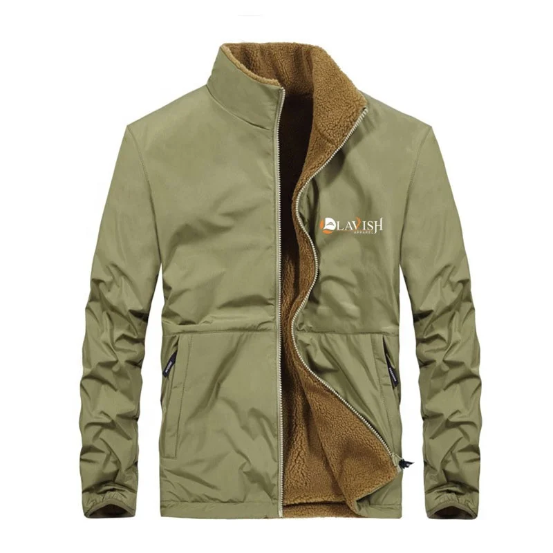 Custom Made Cheap High Quality Casual Bomber Plain Jacket with Inner Fur Lining Full Sleeve Stand Collar Soft Shell Jacket