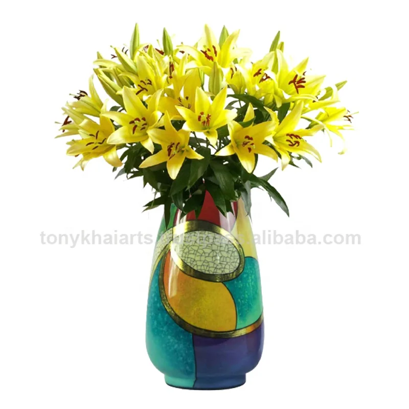  Стекловолоконная синтетическая смола Лаковая ваза для цветов Роскошная украшения гостиной