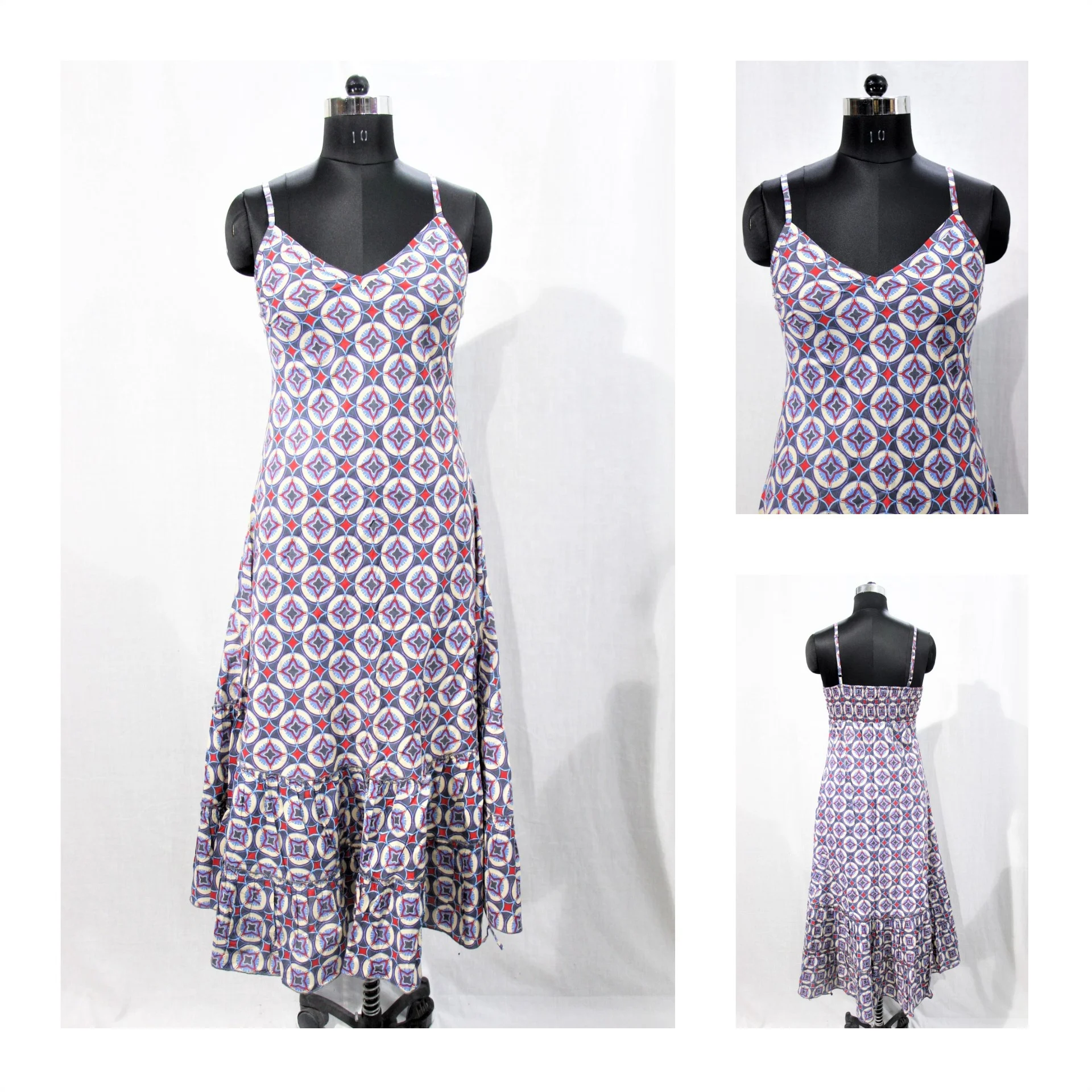 Ladies cotton sleeveless floral print long dress with best quality low price from indian supplier