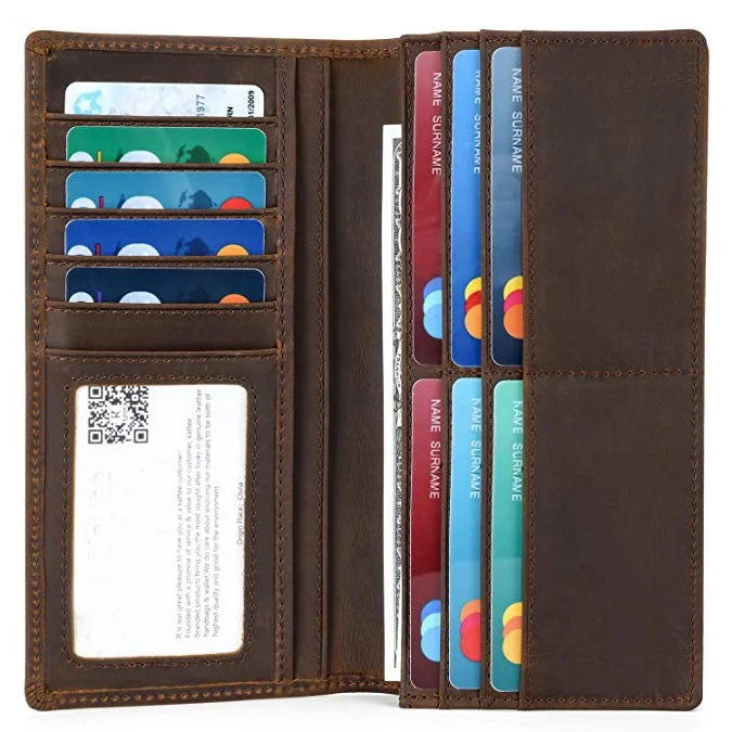 Custom Hand Stitched Genuine Leather Men Wallet Card Holder Latest Design Clutch Wallet for Men