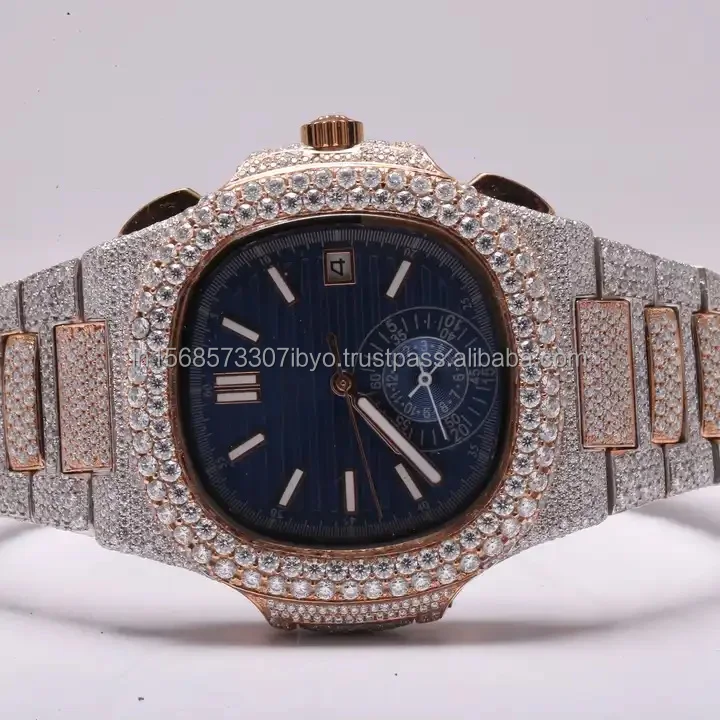 Latest designer classy moissanite diamond watch for Men and Women iced out branded rose gold watch premium quality luxury watch