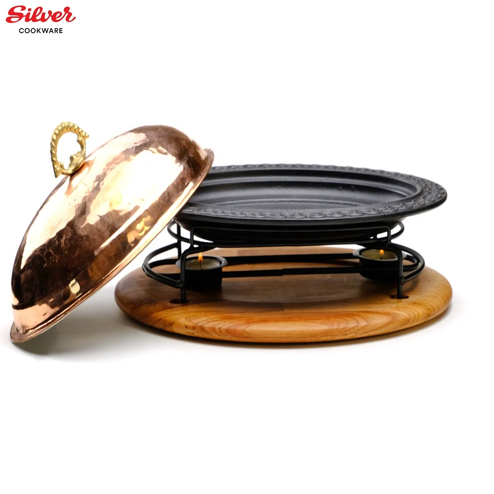 Round Oval Meal Plate Service Platter Cast Iron Plate Dish Customized Pattern Color Enamel Metal Enamel Coating 3.7mm/5mm 1.66kg