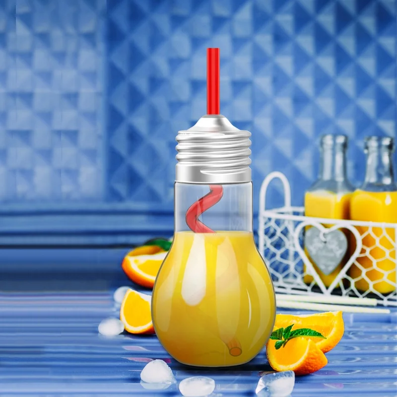 600ml Creative Fashion Party Coffee Shop Plastic Clear Light Bulb Shaped Mugs