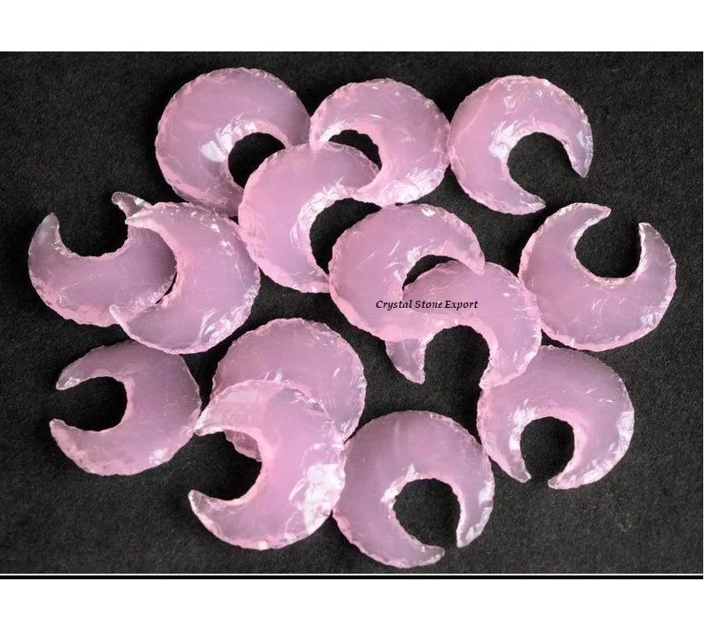 Rose Quartz Crystal Moon Shape Arrowhead Crescent Moon Arrowhead Wholesale Arrowhead For Sale