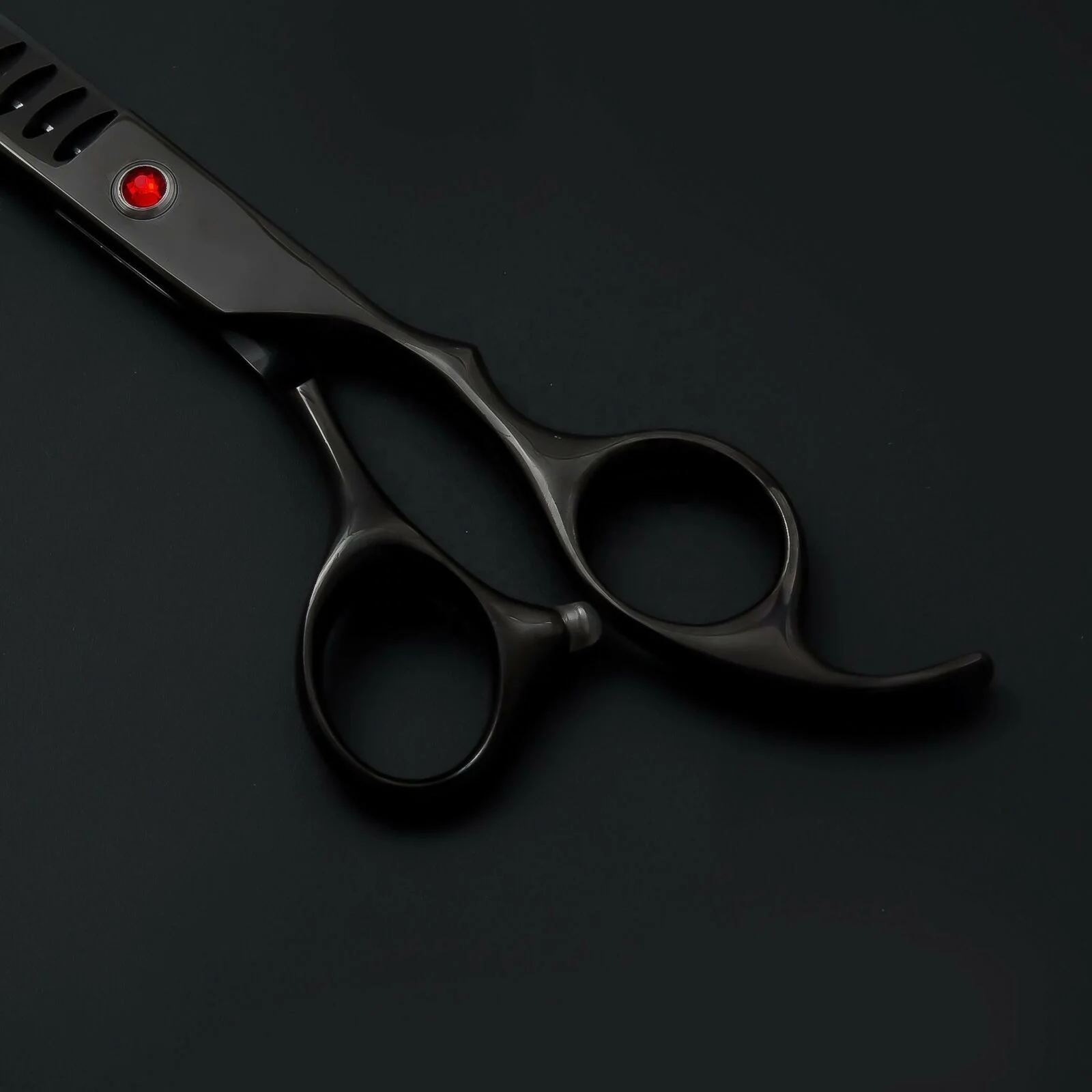 Custom Logo Matte Black Barber Hair Thinning Scissors Stainless Steel Handle Sharp Blunt Blade Hair Cutting Premium Packaging