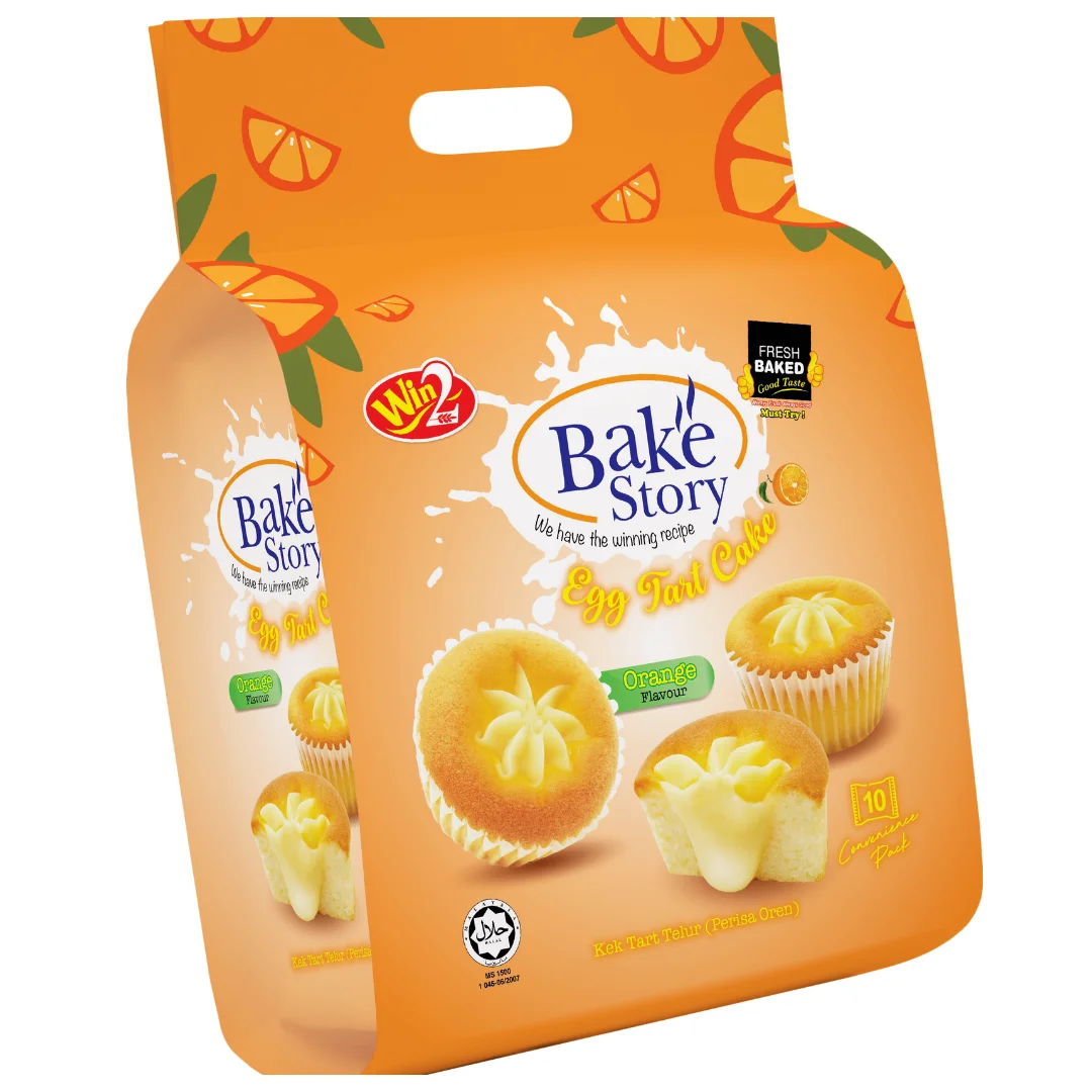 Freshly Baked Delicious Win2 Bake Story Egg Tart Cake (Kek Tart Telur) Orange Flavor 250g Multipack