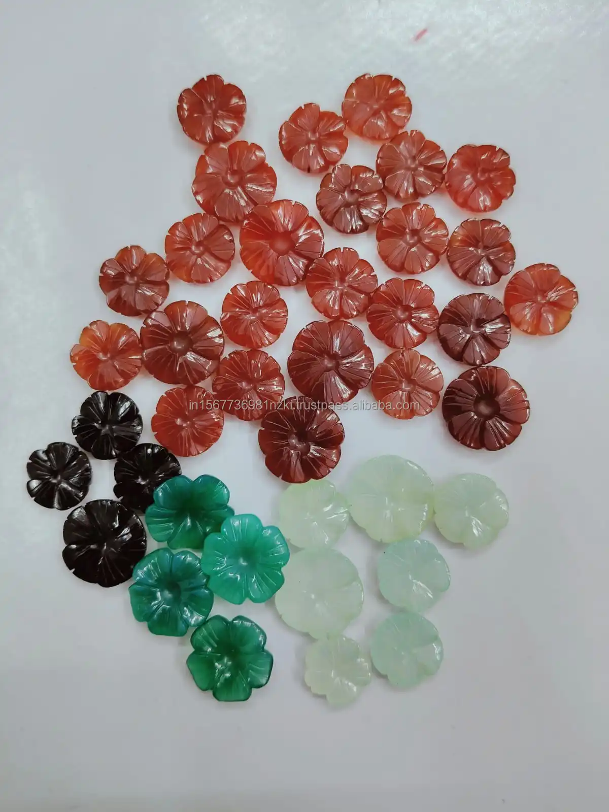AAA+ Grade Onyx Flower Carved Gemstone Natural Onyx Flower Shape Gemstone Loose Stone Carving for Hand Made Making