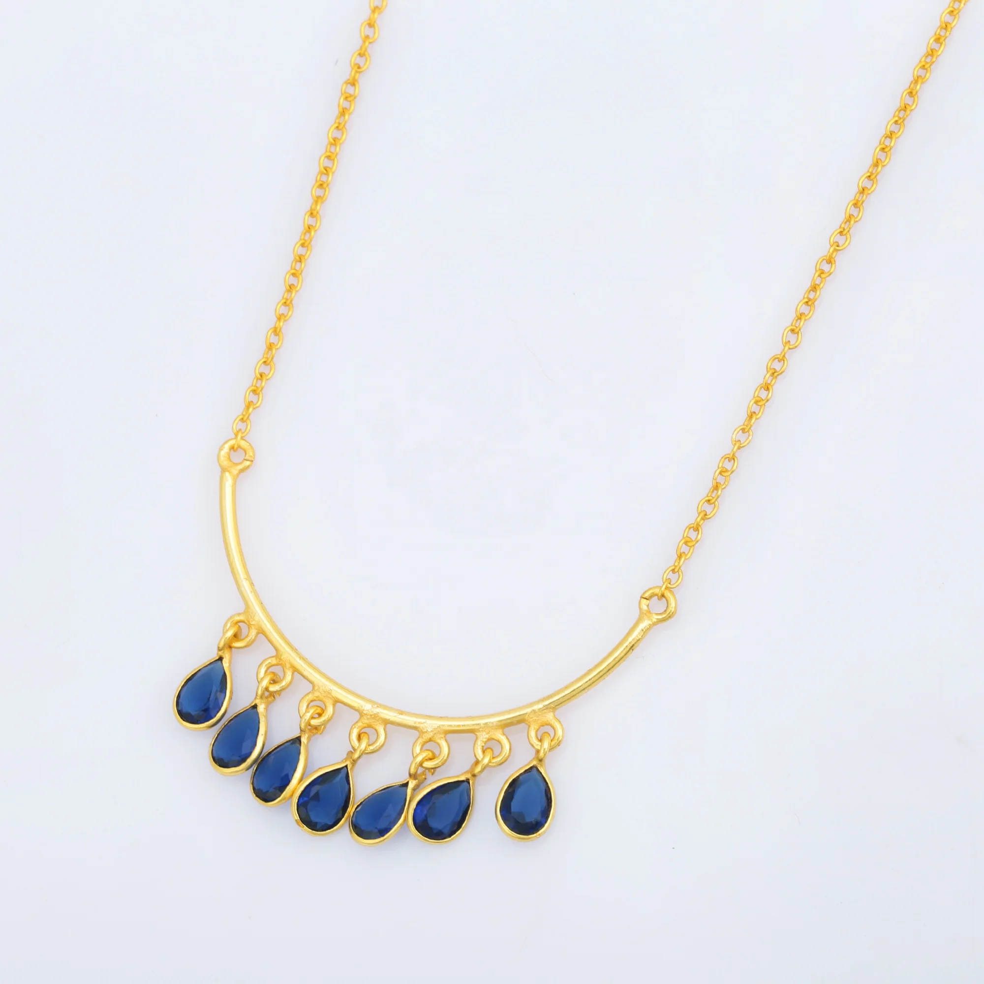 Light Luxury Fashion 18k Real Gold plated Pear Stone Shape Necklaces With Chain Simple Top Quality
