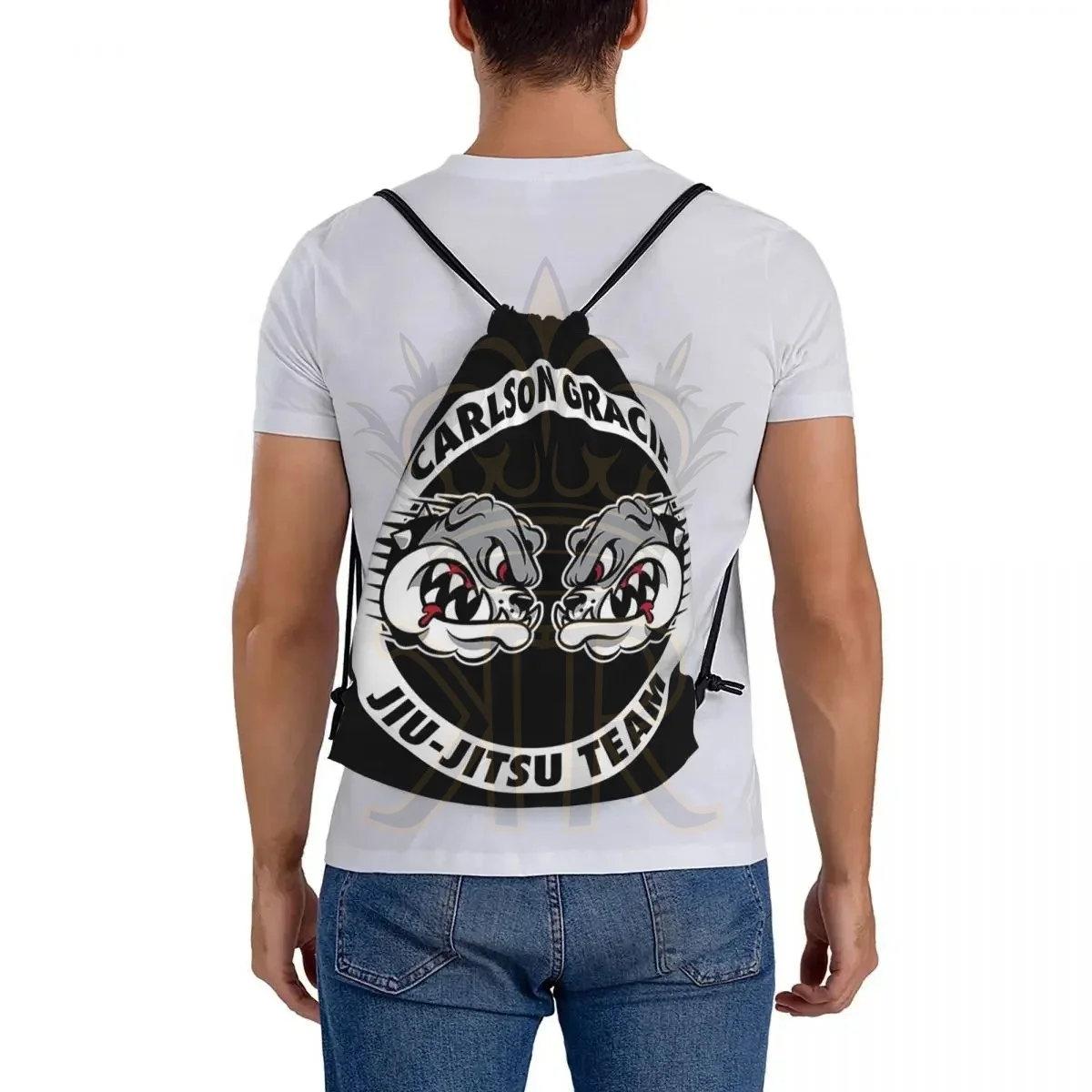 Carlson Gracie Jiu-Jitsu Team Backpacks Drawstring Bags Drawstring Bundle Pocket Sports Bag BookBag For Man Woman School