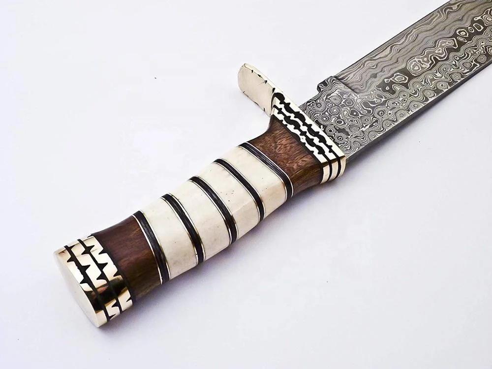 Custom Hammer Forged Damascus Steel Bowie Knife