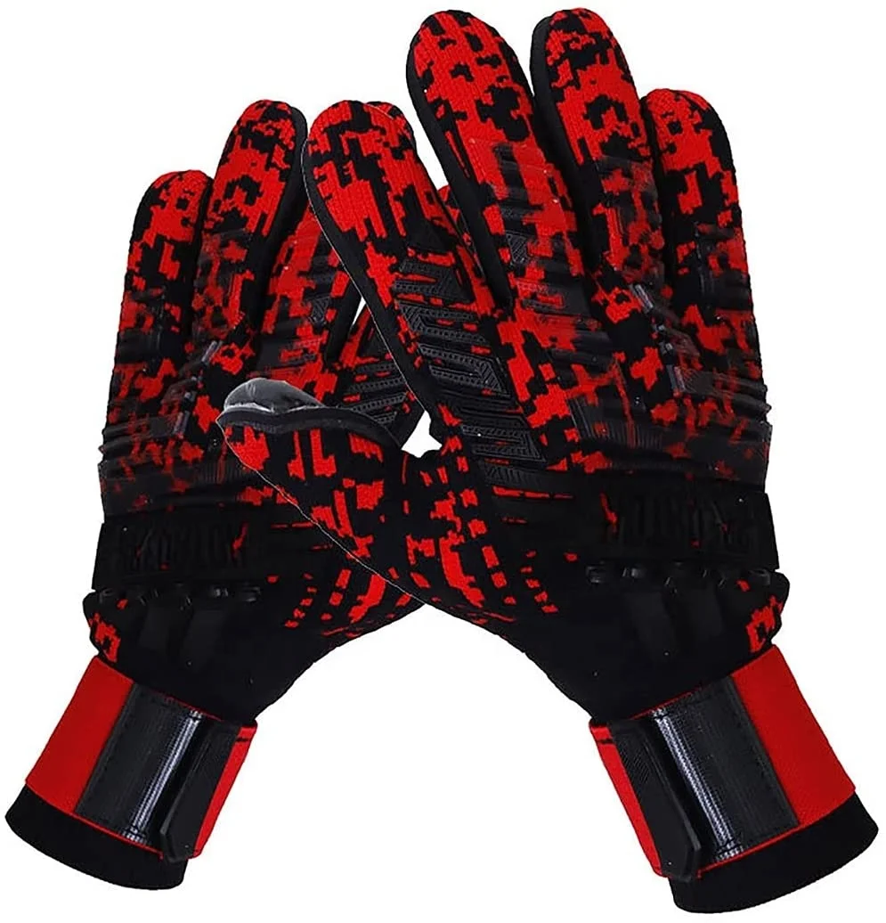 Professional High Quality Leather Goalkeeping Gloves Strong Grip Football Goalie Soccer Gloves Sports Goods