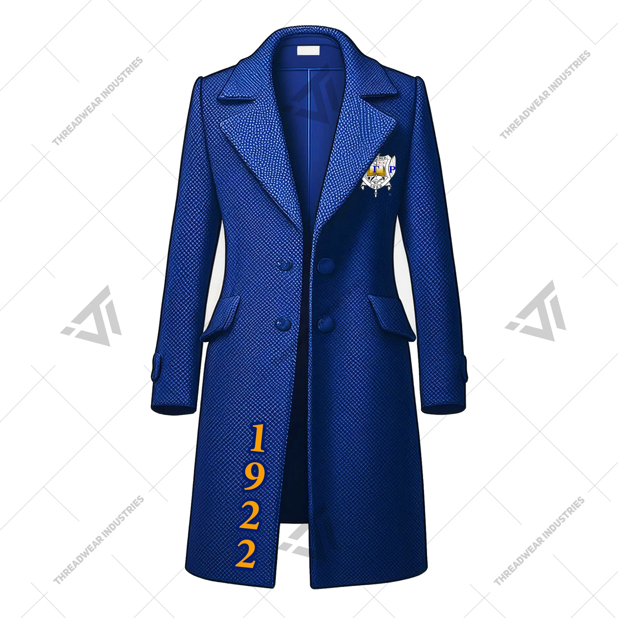 Изготовленный на заказ Sigma Gamma Rho женское вышитое дышащее Формальное длинное шерстяное пальто Блейзер