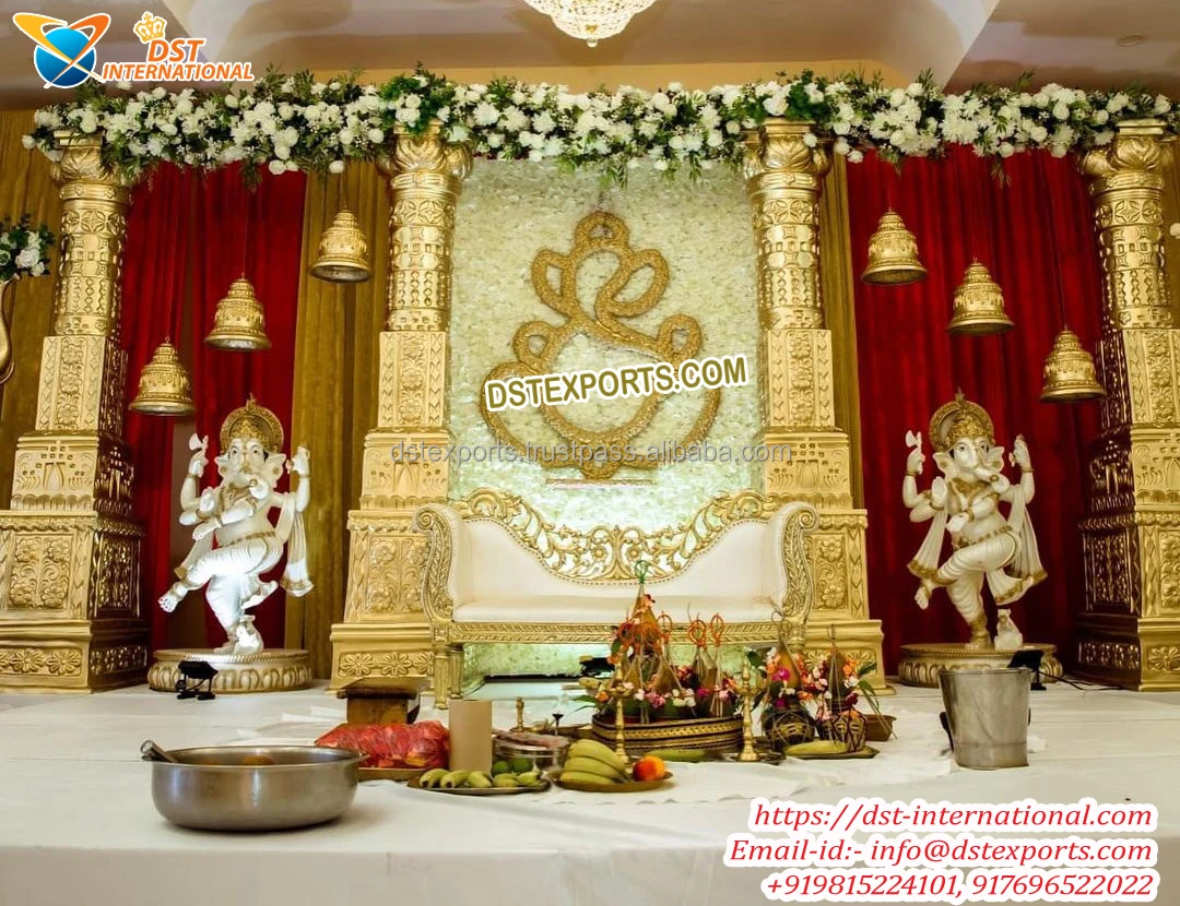 Royal Elephant Theme Wedding Ceremony Stage Elegant  Elephant Frame Stage For Indian Weddings Grand Tamil Wedding Hall Stage
