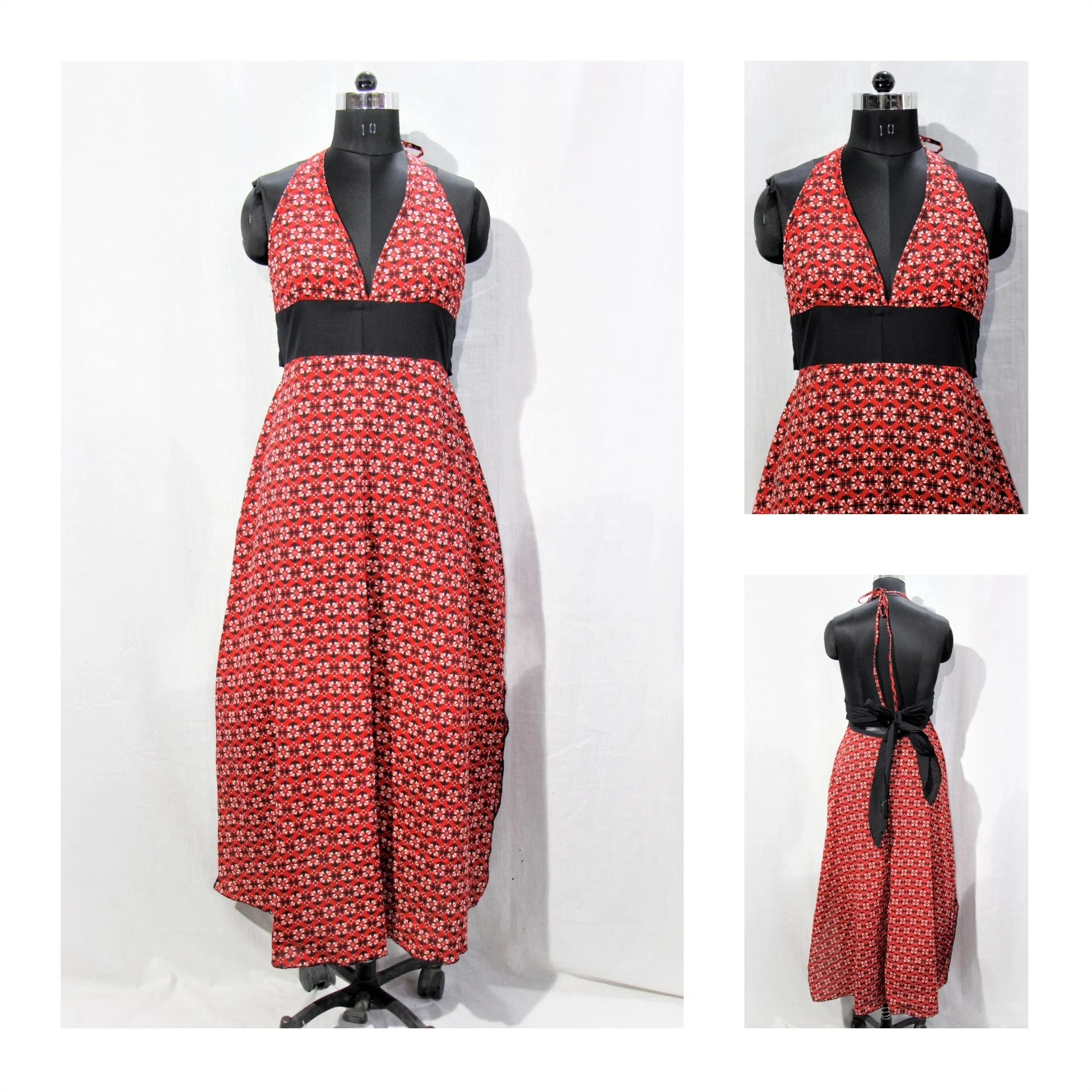 Ladies cotton sleeveless floral print long dress with best quality low price from indian supplier