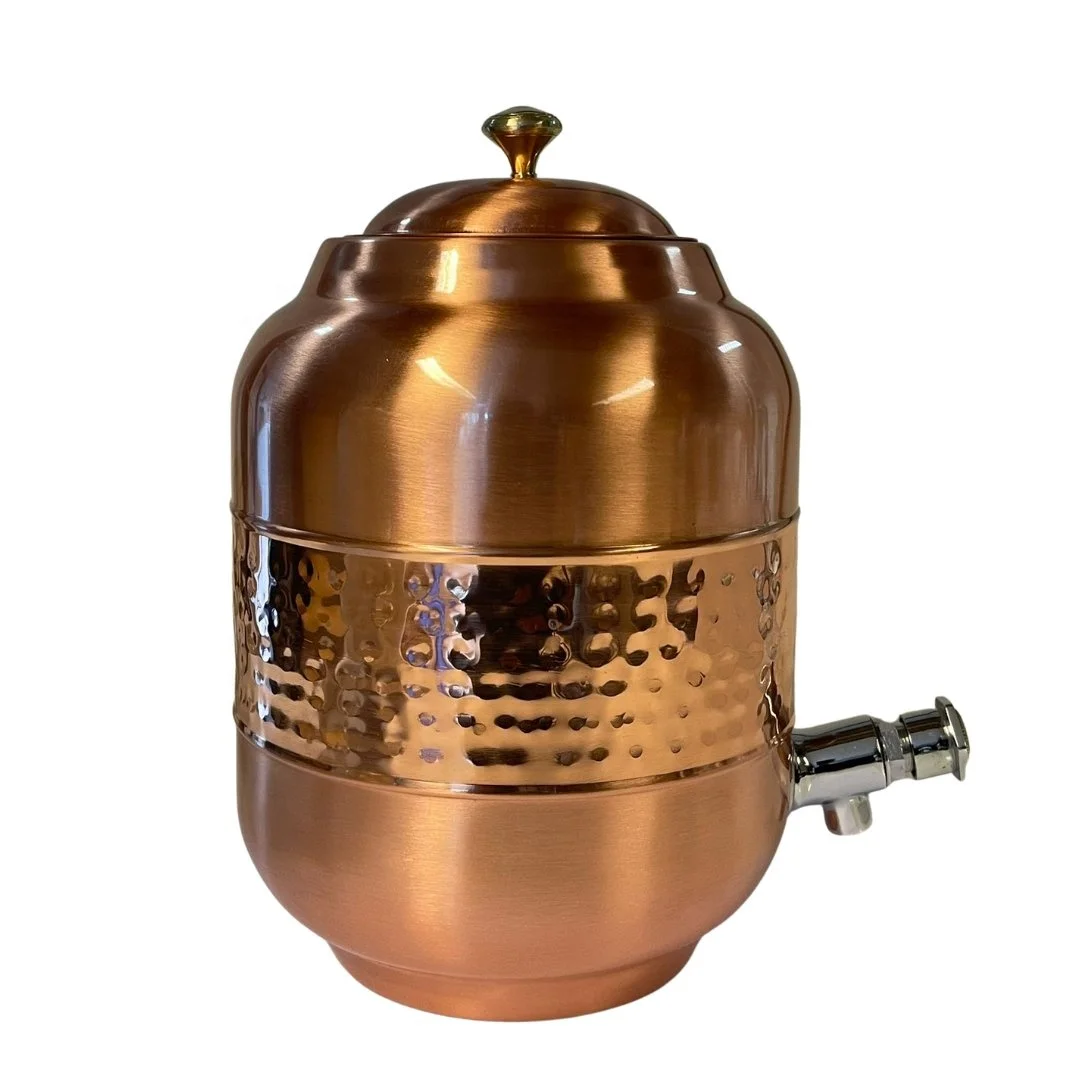 Copper Matka Matte Finish 5 8 10 litr Capacity Pure Copper Pot Water Dispenser Ayurveda Hammered Water Tank Cooler Contain agate