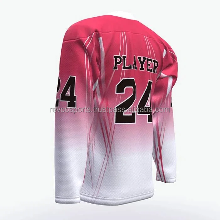 Hot Pink Color Ice hockey Jersey v neck Quick Dry Ice Hockey Jersey Breathable Heavy 100% Polyester Ice Hockey Jersey