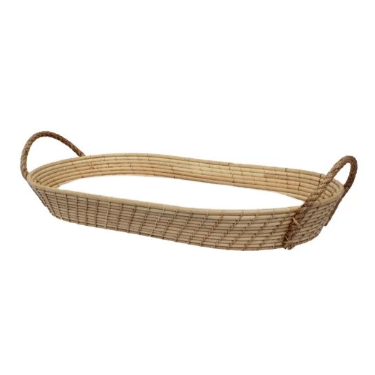Top Selling Woven Natural Rattan Baby Diaper Changing Basket With Thick Foam Mattress Pad for Baby Changing Basket From Vietnam
