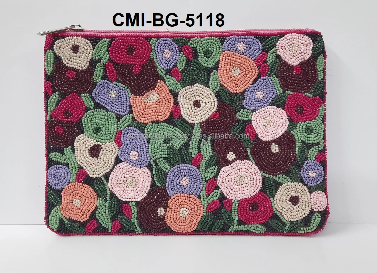 Cash Money Coin Purse - Seed Bead Wallet - Handmade beaded clutch insert- Bridesmaid Gifts - Zippered Pouch