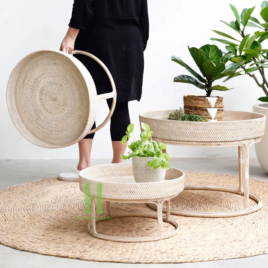 HNH Craft Rattan Luggage for Summer Vacation Storage Basket for Home Organization Handmade and Packing in Vietnam