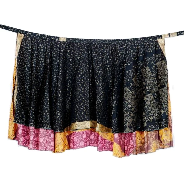 New Indian Wrap Around Skirt Handmade Handmade Silk Skirt Fun Hippie Boho  Dress Silk Sari Multi Color Woman Silk Sari Skirt