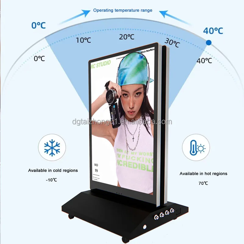 Waterproof 43-Inch Double Sided Outdoor Advertising Screen Battery Operated Touch Digital Signage Retail Store Floor Movable