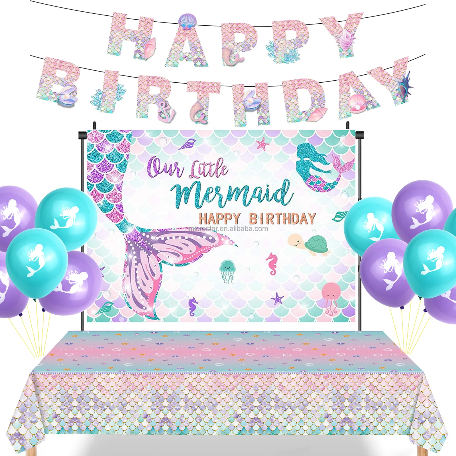 Русалка одноразовые салфетки для принцесс