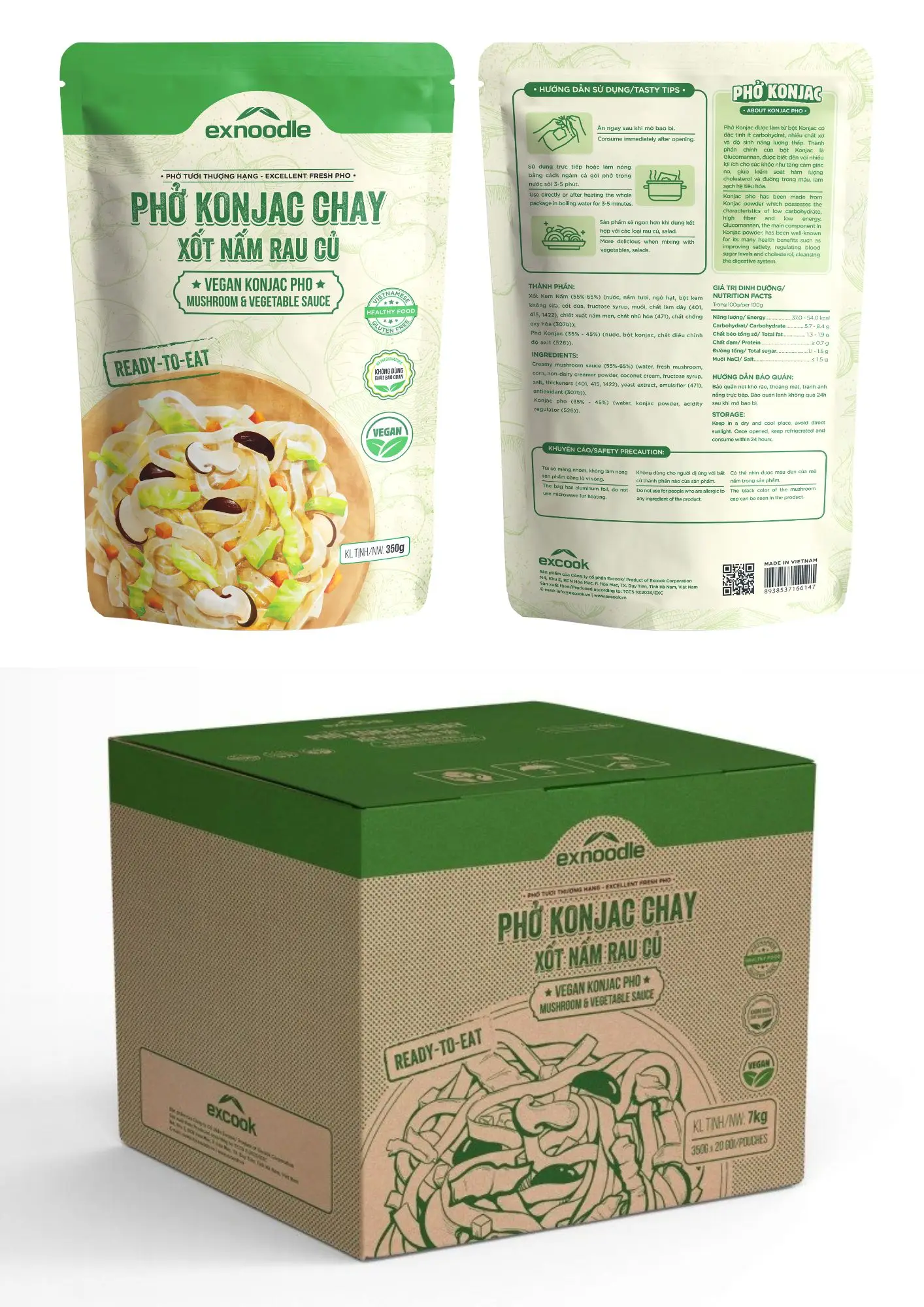 High Quality Instant Food Konjac Pho Mixed Mushroom & Vegetable Sauce Ready-to-Eat Fried with 2% Fat Content in Bag/Box