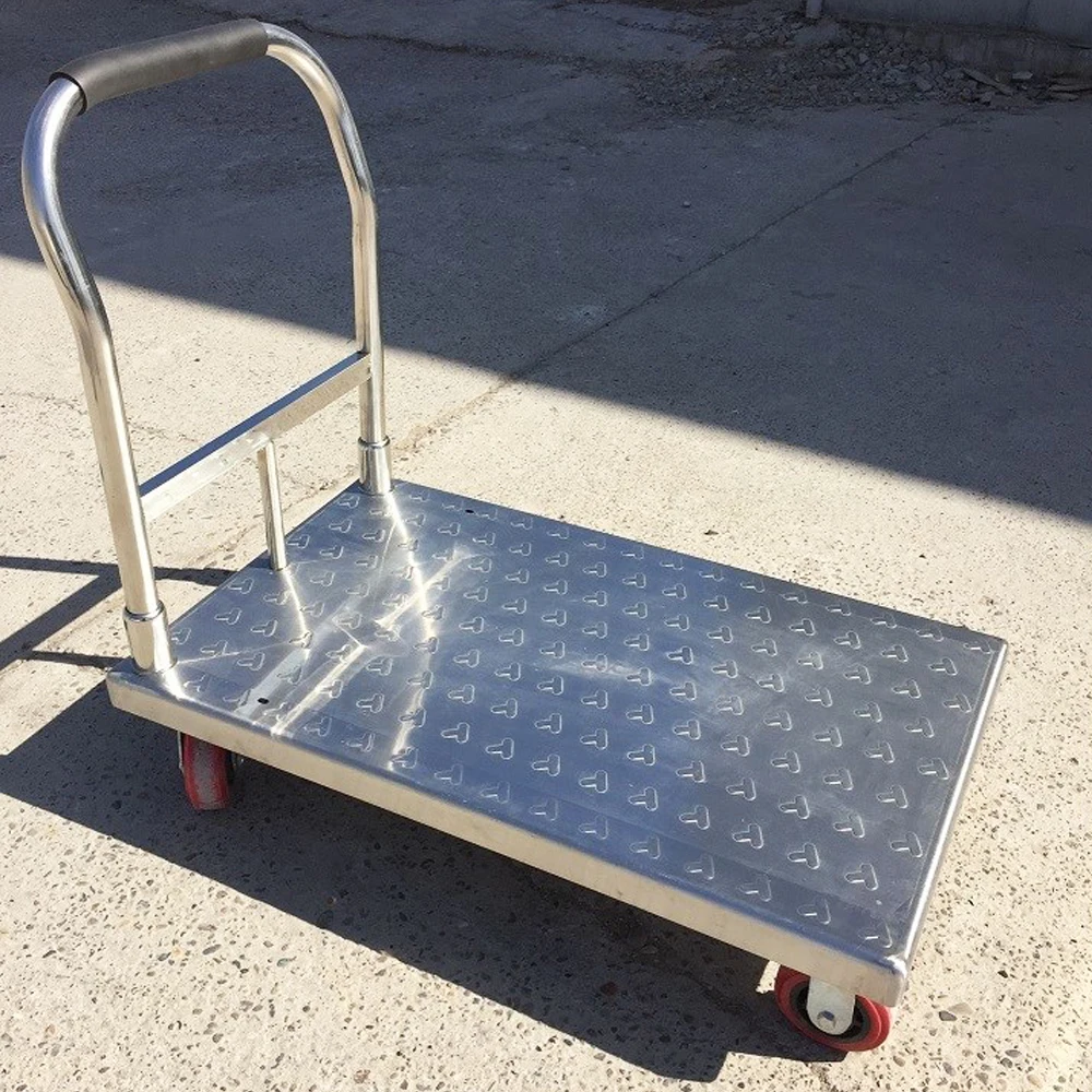 120*70cm 1000kg Stainless Steel Trolley Cart Anti-Corrosion Foldable Platform Trolley For Delivery