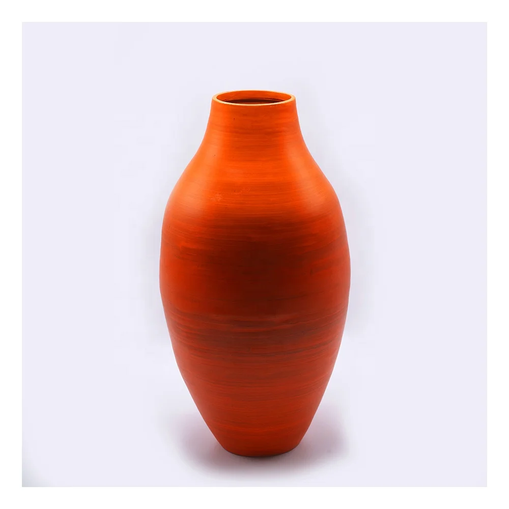 Modern Minimalist Lacquer Bamboo Wooden Vase Custom High Quality Floor Decorative Piece for Home or Wedding