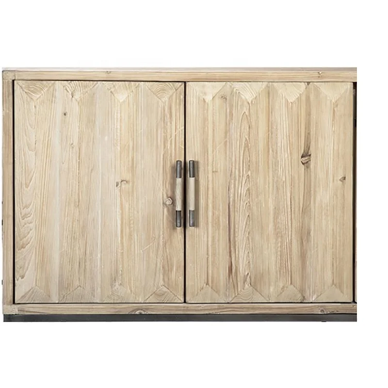 Minimalist Style recycled  wood  natural Cabinet living room 4-door sideboard