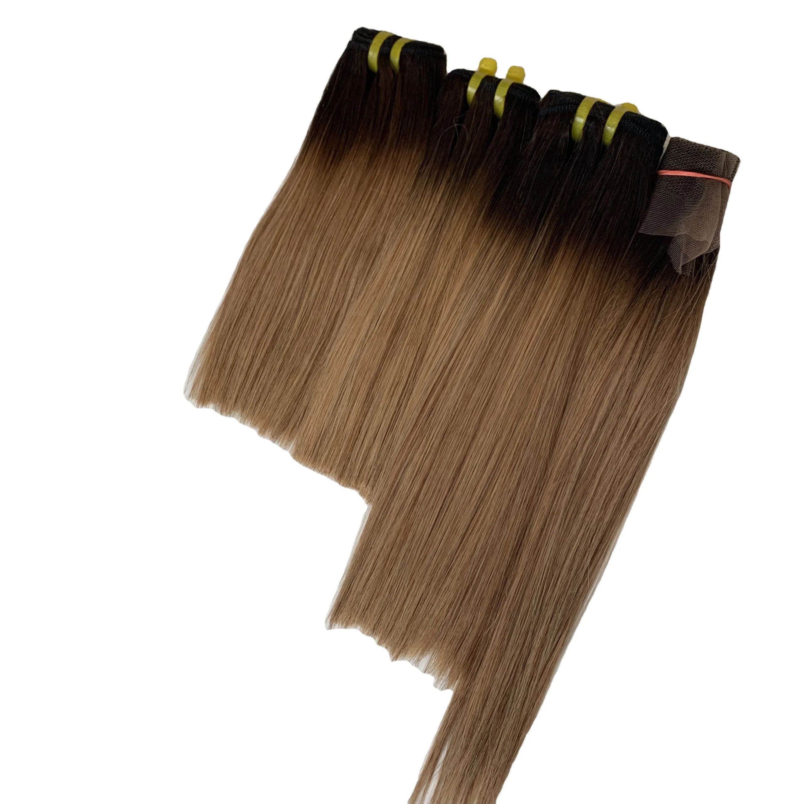 2021 factory supplier remy 100% human skin weft invisible double drawn hair extension bone straight highlight color hair