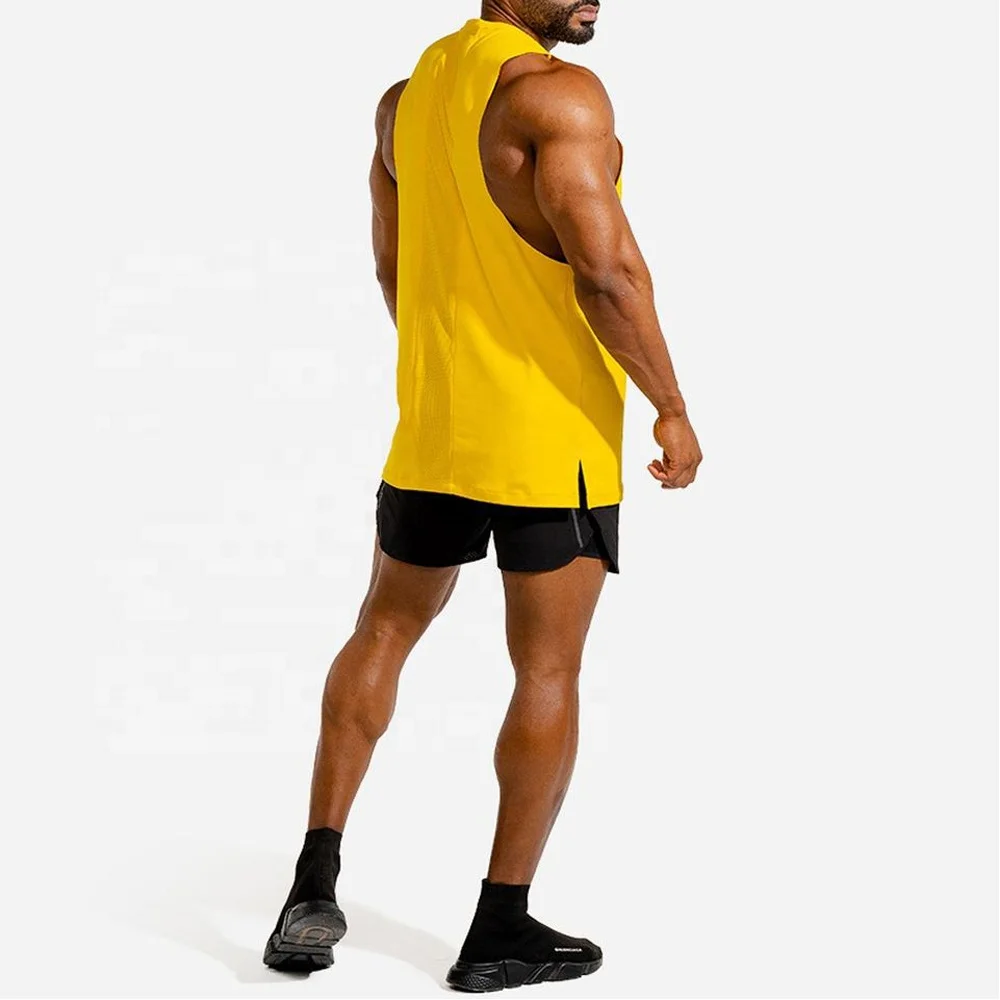 Men High Quality Mesh Panel Tank Top Side Slits Muscle Fitted Tank Top