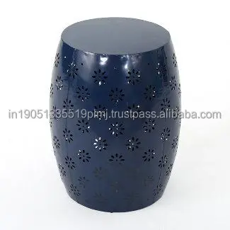 Antique Design 2024 Laser Cutting Metal Blue Color Painted Beautiful Iron Decorative For Homes And garden Coffee table or Stool