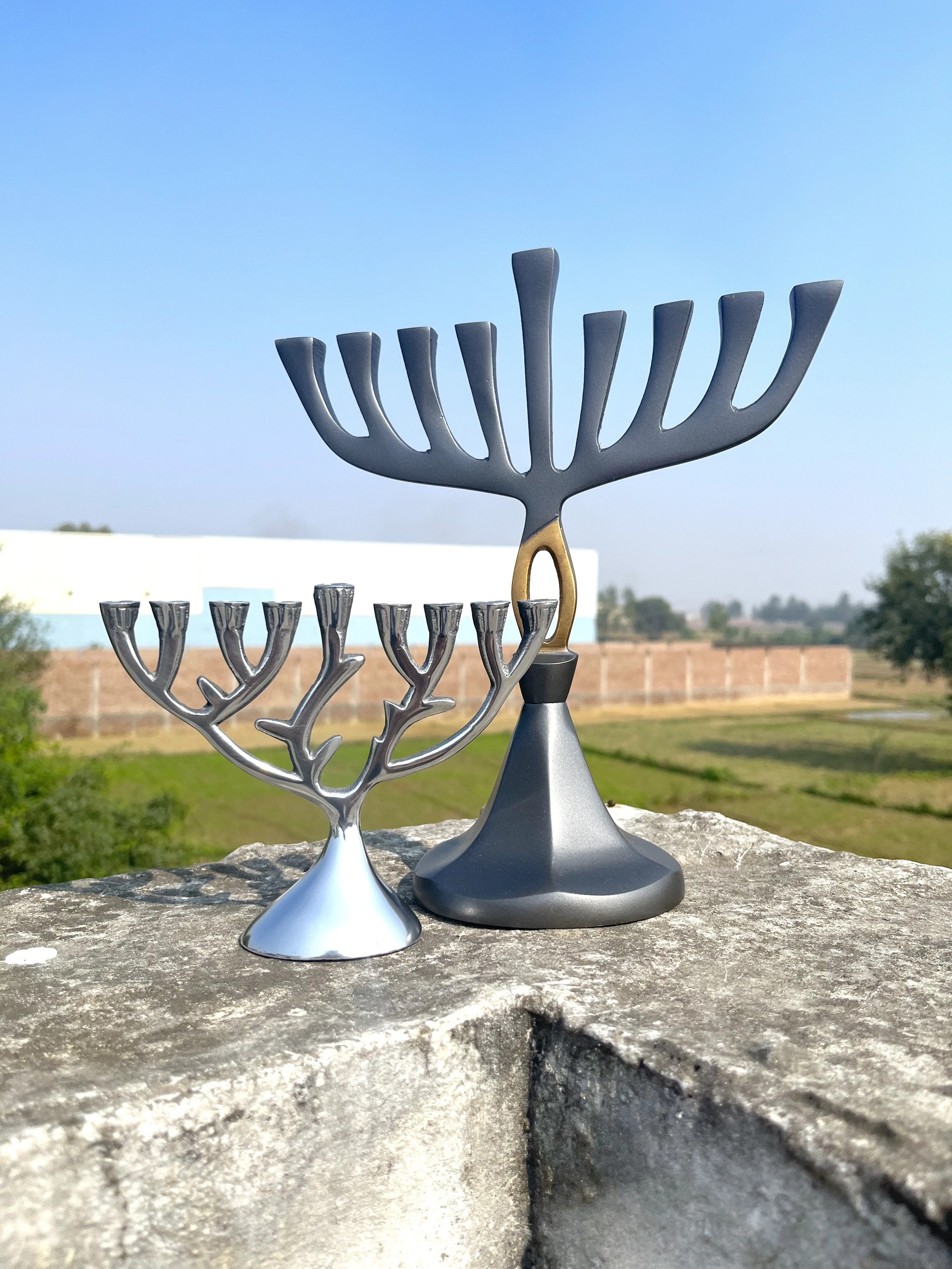 Best Seller TREE Style CHARCOAL Menorah Candlestick holder Chanukah Hanukkah best of  Decorations Judaica Shabbat saloon table
