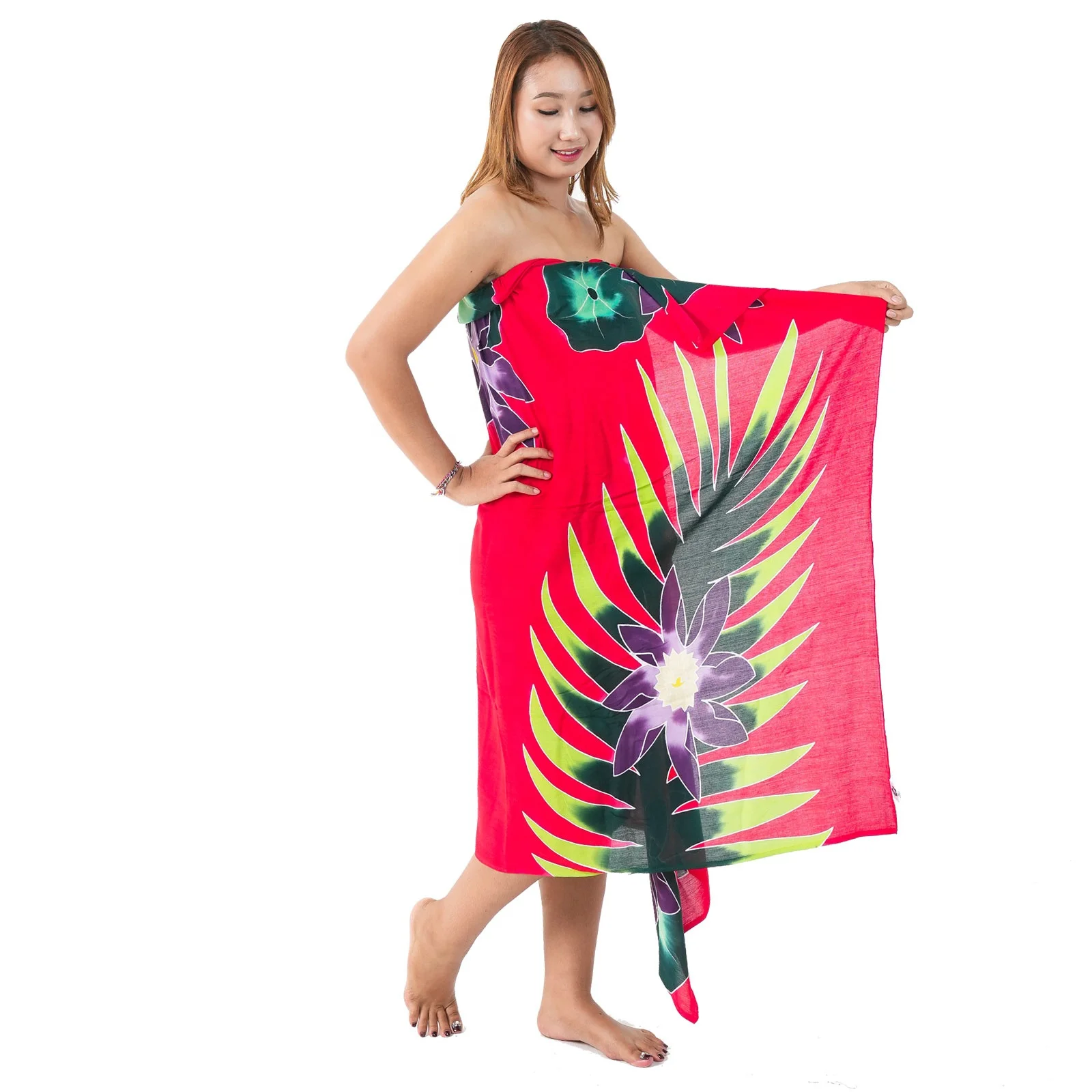 New fashion design Women Beach dress sarongs flower hand painted beach cover up swimwear beachwear manufacture from Indonesia