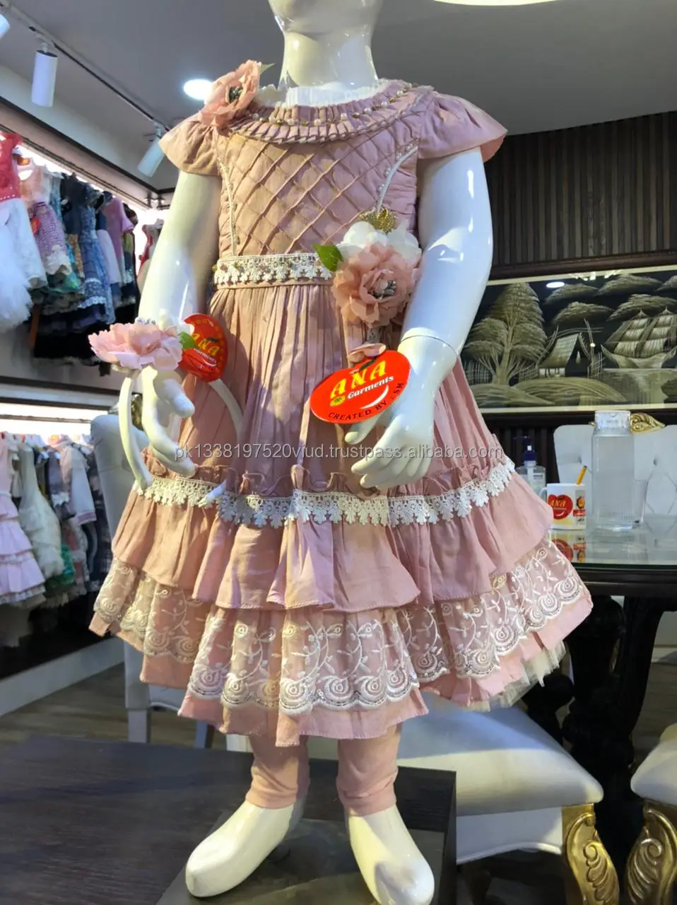 new laces dress with hairband color cotton white lace fancy frock with hairband