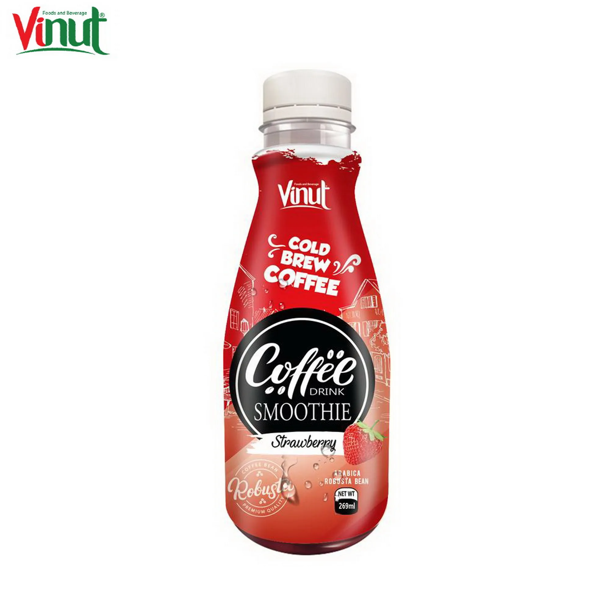 269ml VINUT Bottle White Cold Brew Coffee Drink - Free Sample, Low Calories, Private Label, Ready to Drink