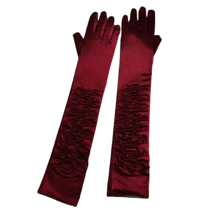 White Bridal Party Gloves for Wedding Prom One Size Fashion Stretch Satin Opera Women purple gloves