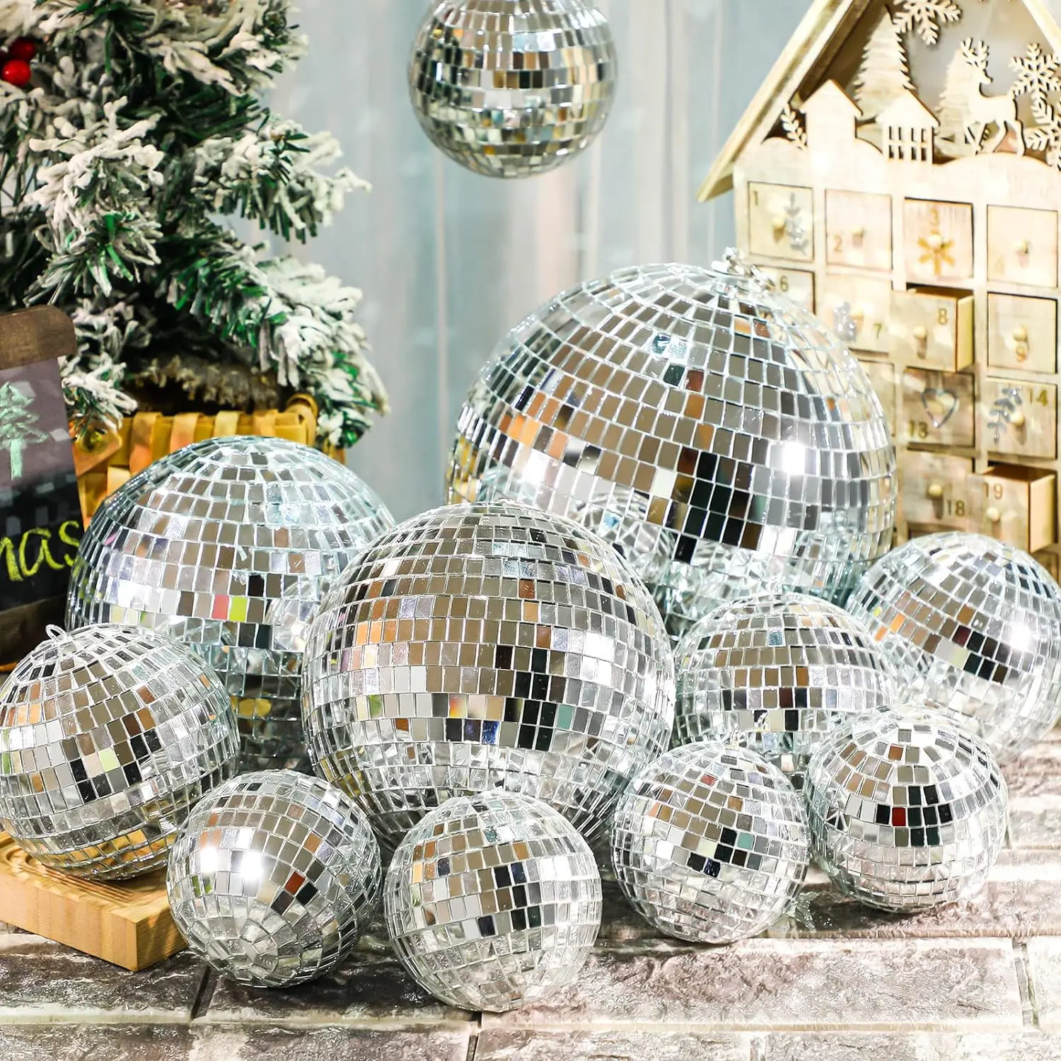 Hot selling party decoration 3cm 4cm 5cm 6cm 8cm 10cm colors foam cheap Christmas mirror ball disco