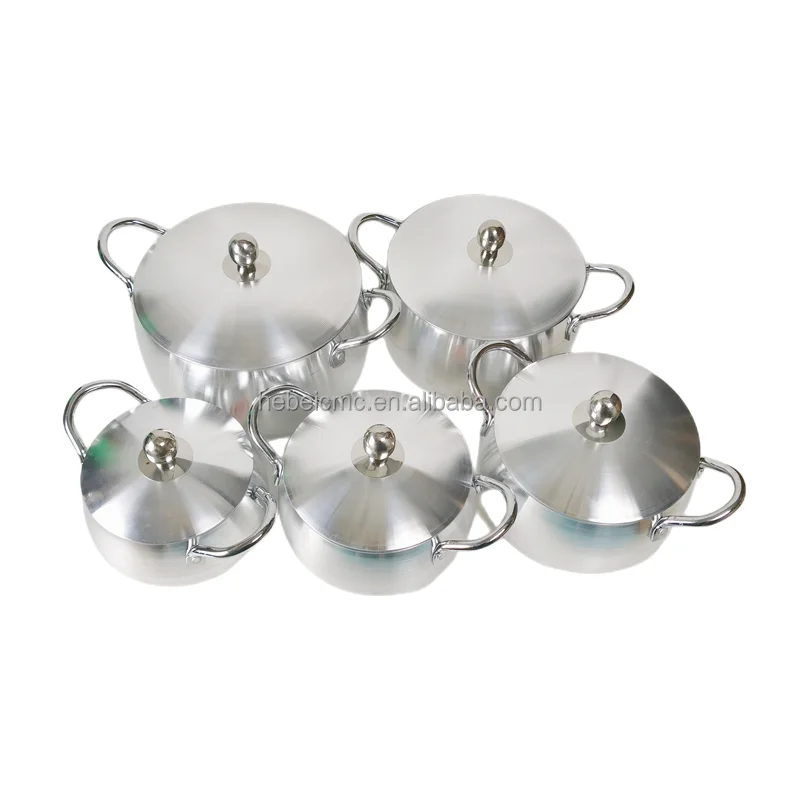 Hot Selling 5pcs 16 18 20 22 24 cm Aluminum Cookware Cooking Pot Set With Belly Lid