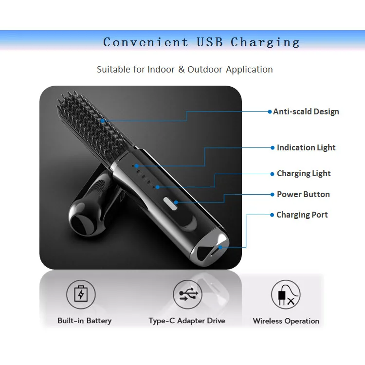Professional Hair Straightener Brush Electric Hot Comb Anti-scalding Ceramic Hair Curler Straightening Heating Combs Heated Hair