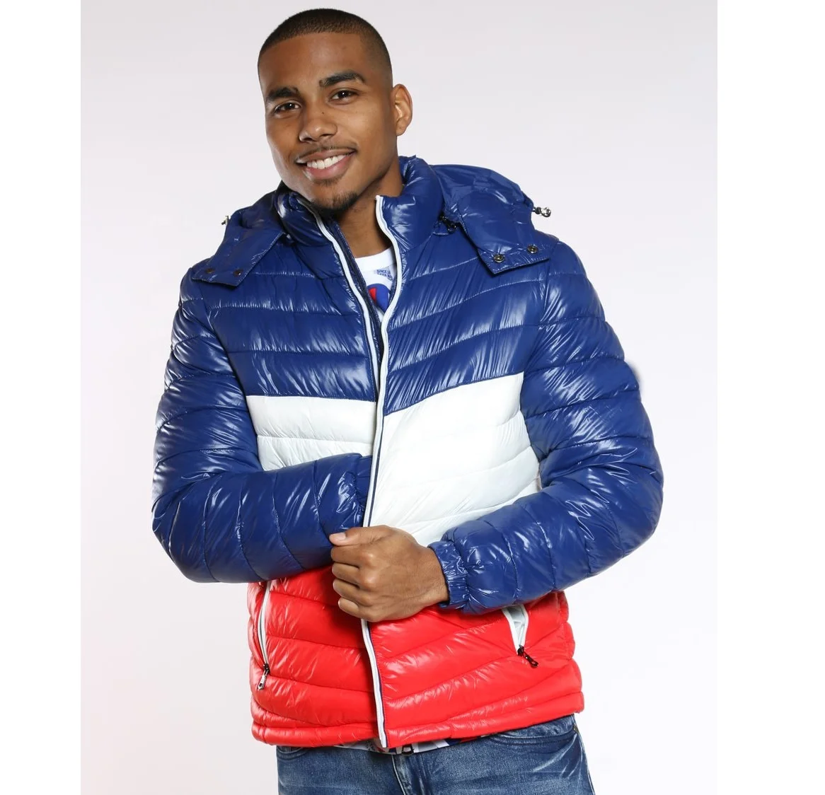 OEM Custom Printed Embroidered Mens Warm Coat Padded Puffer Bubble Winter Jacket / Down Goose Jackets Manufacturer