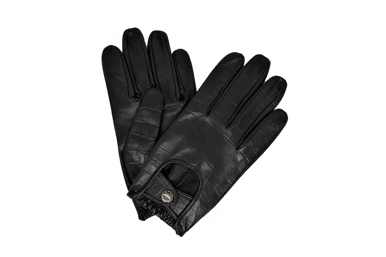 Пользовательские мужские мягкие кожаные черные тисненые перчатки для вождения из крокодиловой кожи