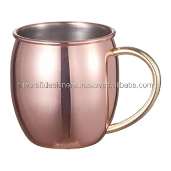 Extraordinary Quality Moscow Mule Mug Classy Finished Copper Stainless Steel Reusable for Champagne Vodka Beer Customizable Logo