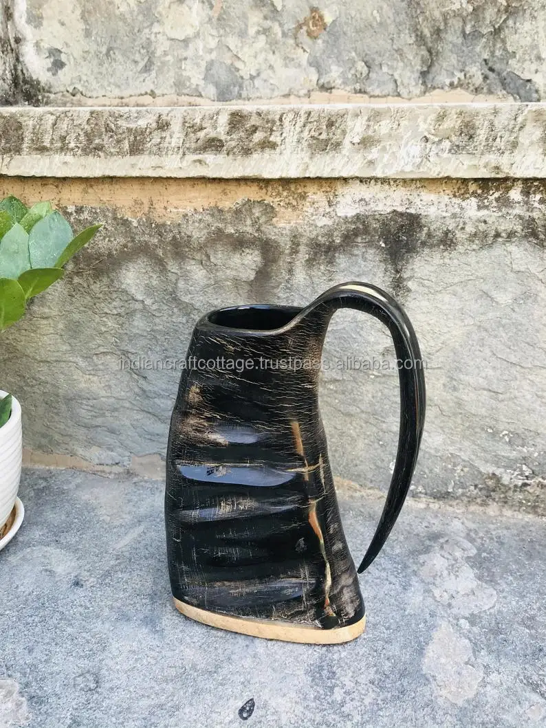 Buffalo Horn Drinking Mug Original Viking Drinking Horn Mug Tankard For Home And Hotel