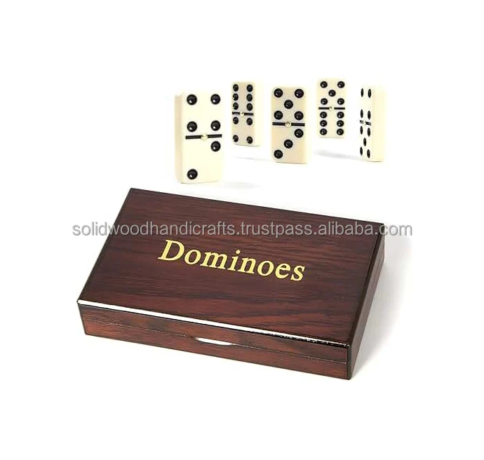 Best Quality  Hot Selling wooden Game Domino set indoor game with customized size logo design for promotional classic desig