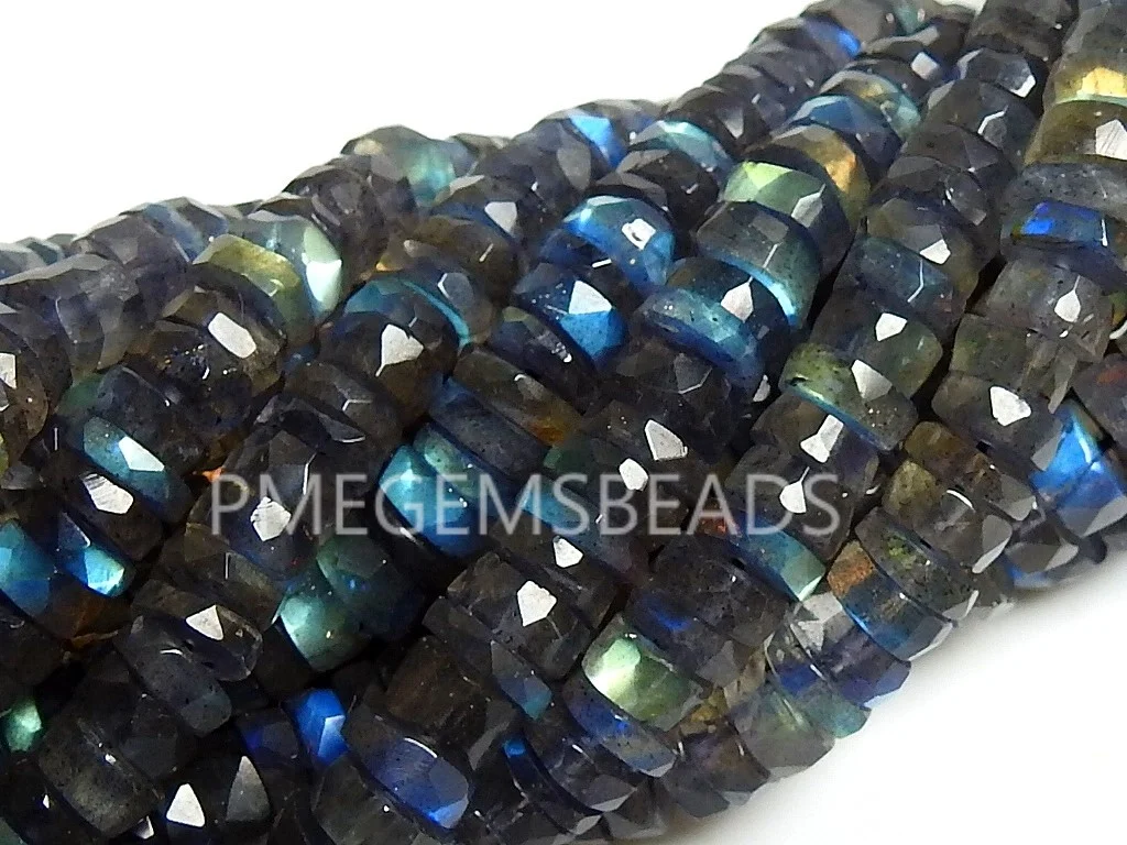 Labradorite Tyre,Coin,Button,Wheel,Bead,Multi Flashy Fire,Faceted,Loose Stone,Necklace,Bracelet 8Inch 6MM Approx 100%Natural